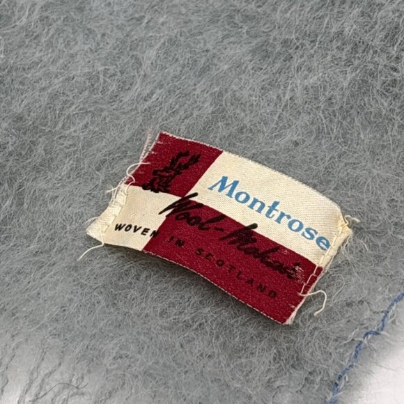Vintage Montrose Mohair Scarf Solid Light Blue Short Made in Scotland - Picture 2 of 6